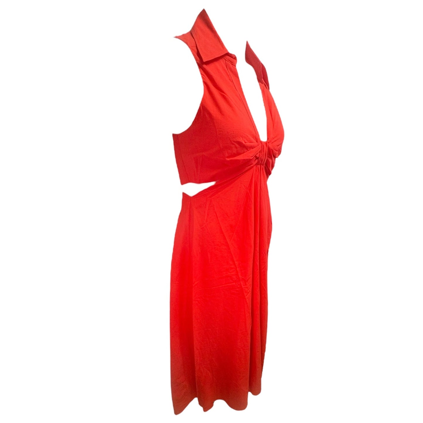 Split Side Midi Dress in Red Mng, Size L