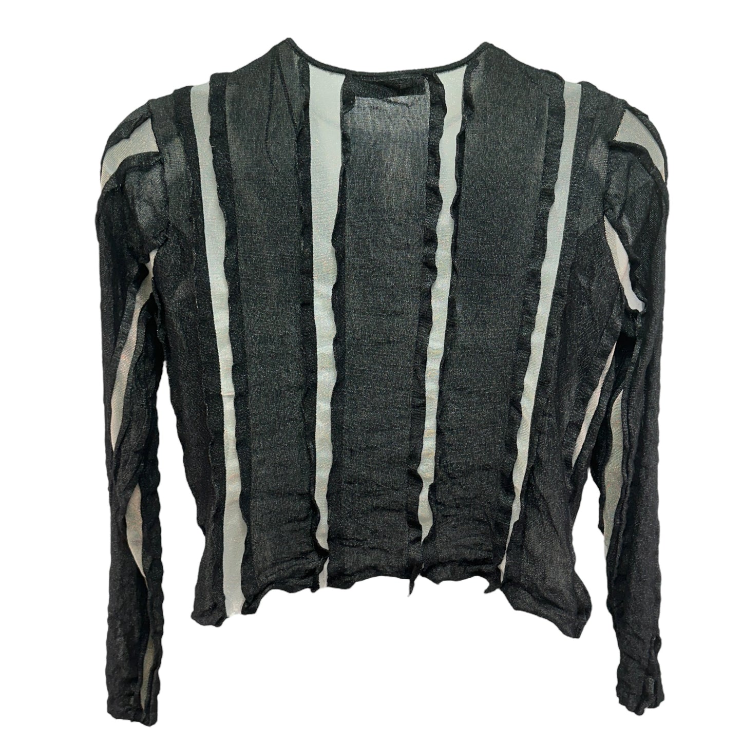 Organza Detail Knit Cardigan in Black/Ecru Zara, Size L