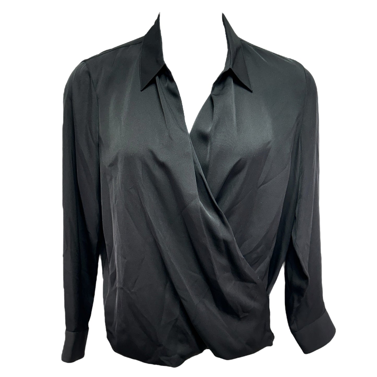 Silk Long-Sleeve Wrap Blouse Designer Theory, Size M