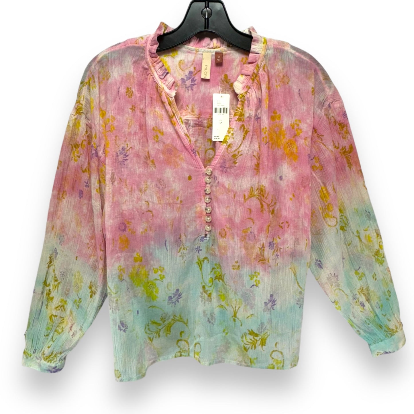 Top Long Sleeve By Anthropologie In Floral Print, Size: Xs