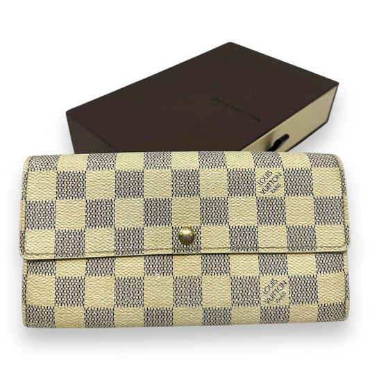 Damier Azur Sarah Wallet Luxury Designer By Louis Vuitton, Size: Large