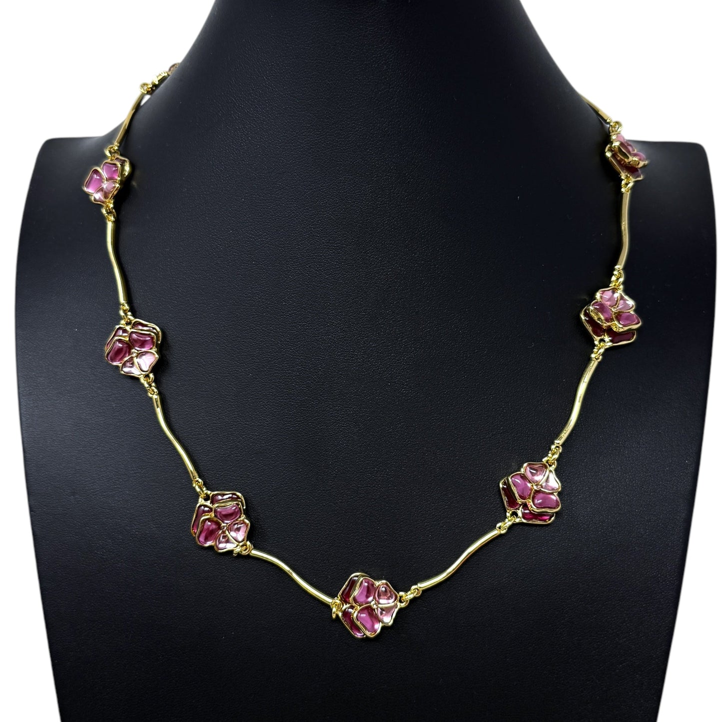 Floral Orchid Bloom/Gold Necklace By Talbots