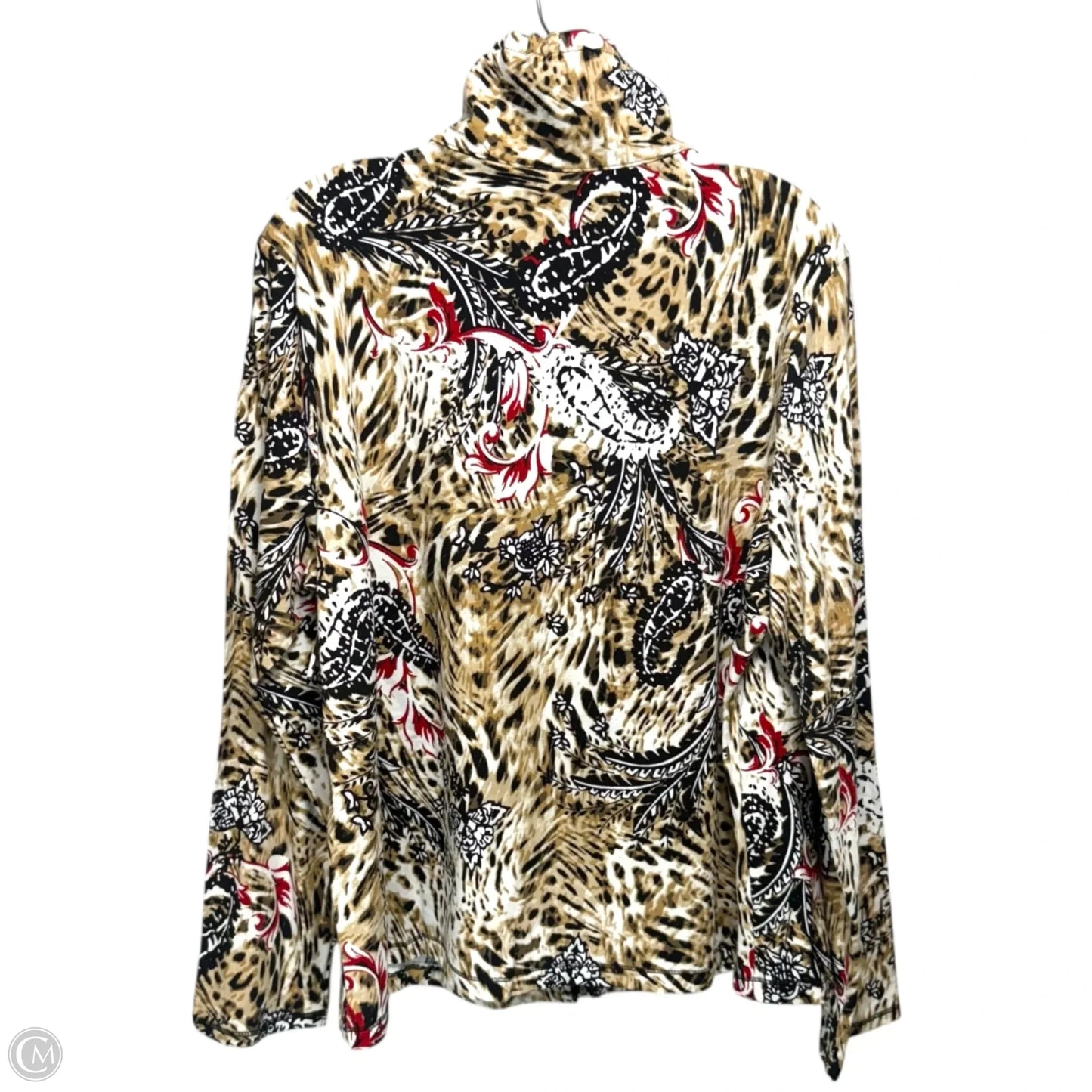 Zip Front Jacket By Chicos In Animal Cognac Rojo Red, Size: Xl