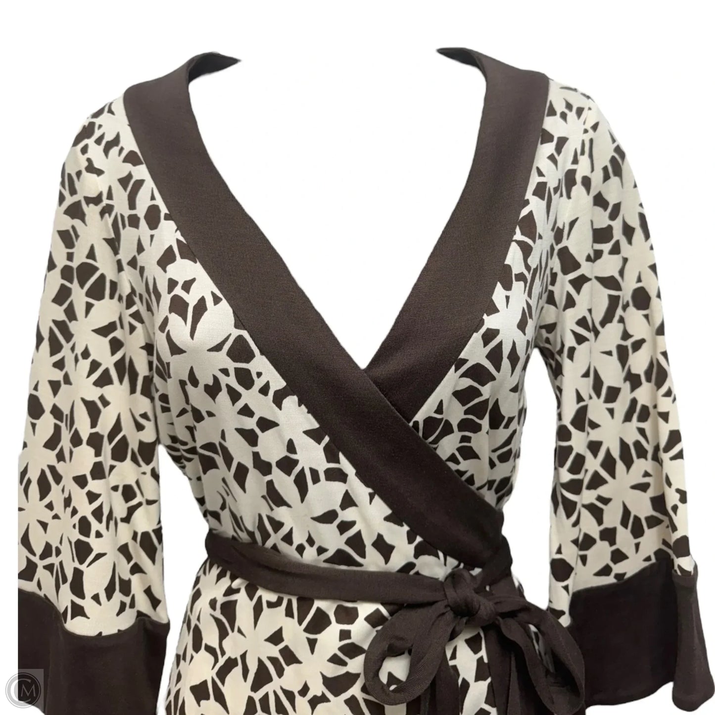 Renny Silk Wrap Dress Designer By Diane Von Furstenberg In Spring Web Chocolate, Size: 6