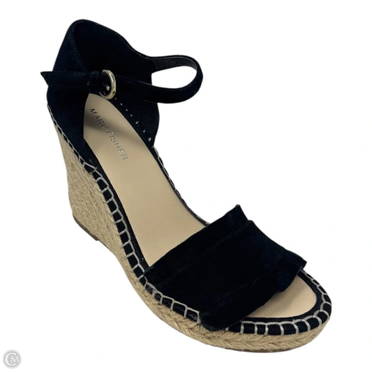 Kickoff Suede Espadrille Wedge Sandals By Marc Fisher In Black, Size: 9