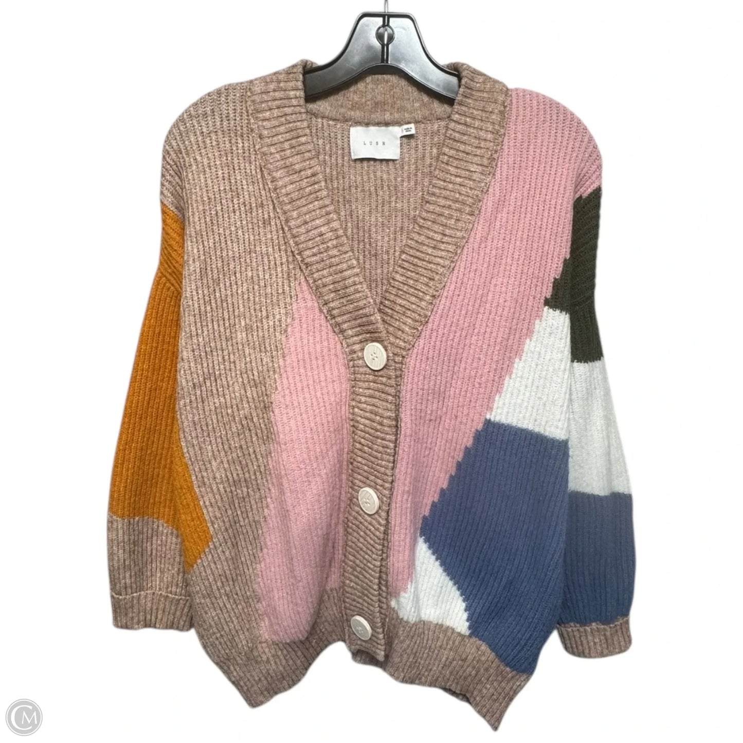 Sweater Cardigan By Lush In Multi-colored, Size: S