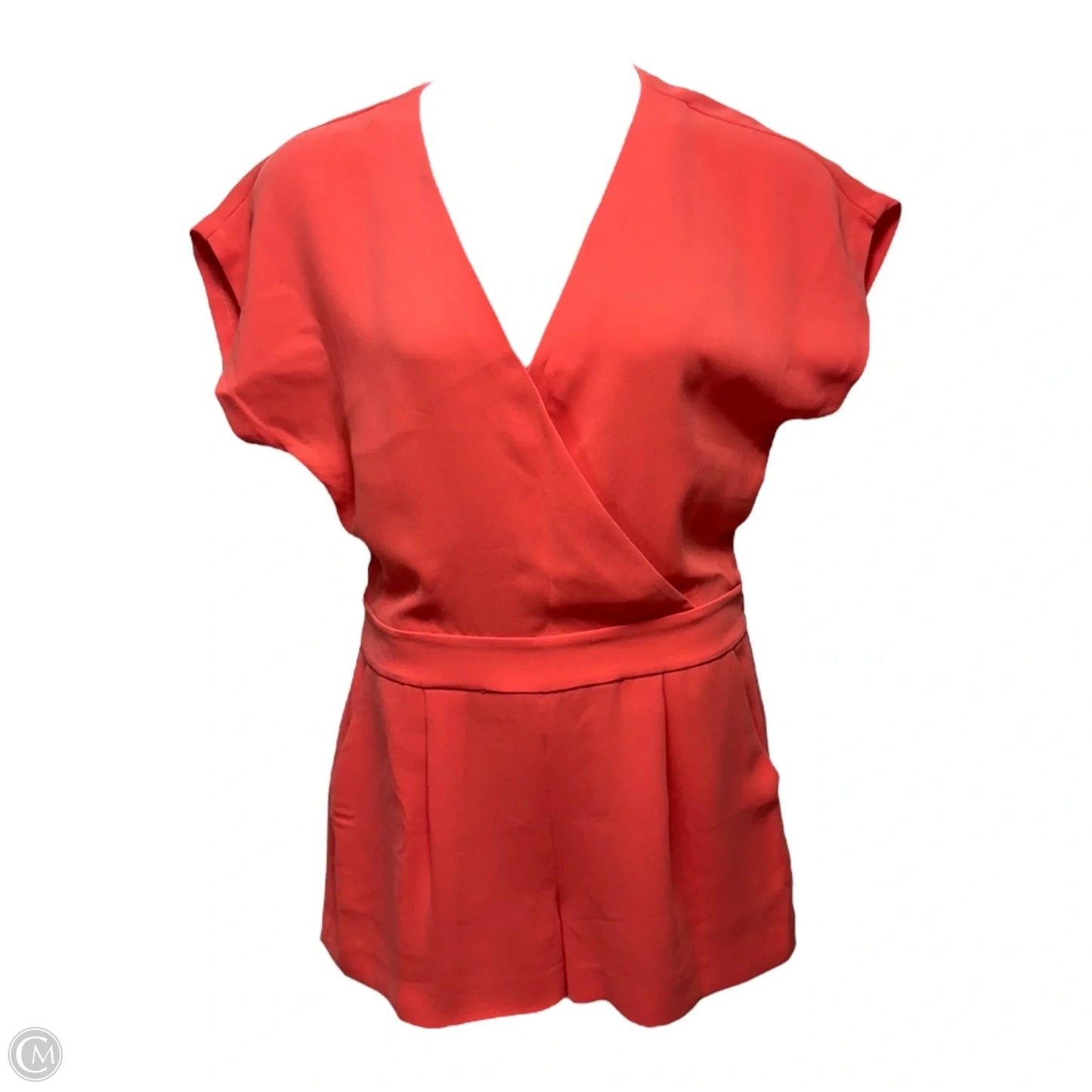 Emerson Crepe Romper Designer By Diane Von Furstenberg In Coral, Size: 8