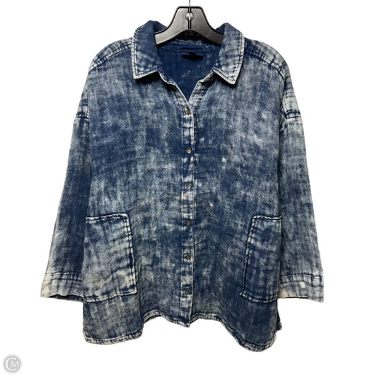 Top Long Sleeve By Pure Jill In Blue Denim, Size: M