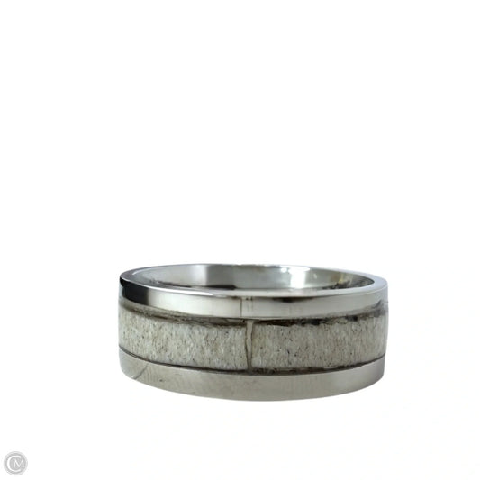 Solid White Tail Antler Inlay Band Ring, Size: 10