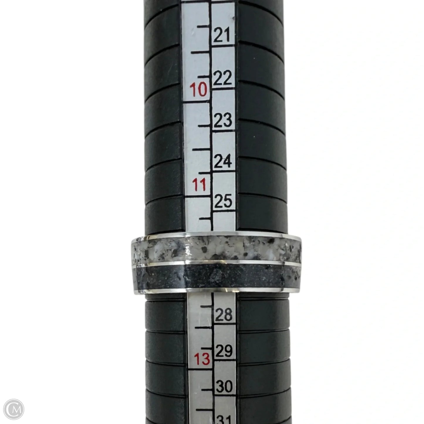 Rutilated Black & White Quartz Band Ring, Size: 12