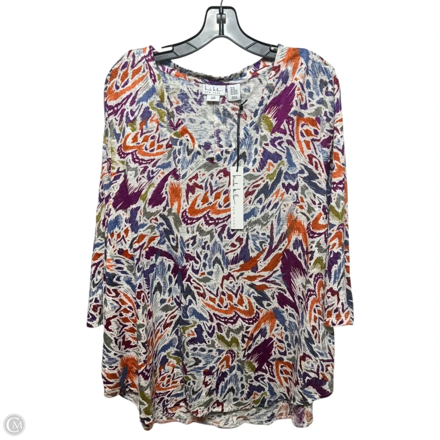 Linen Top Long Sleeve By Nicole Miller In Multi-colored, Size: 3x