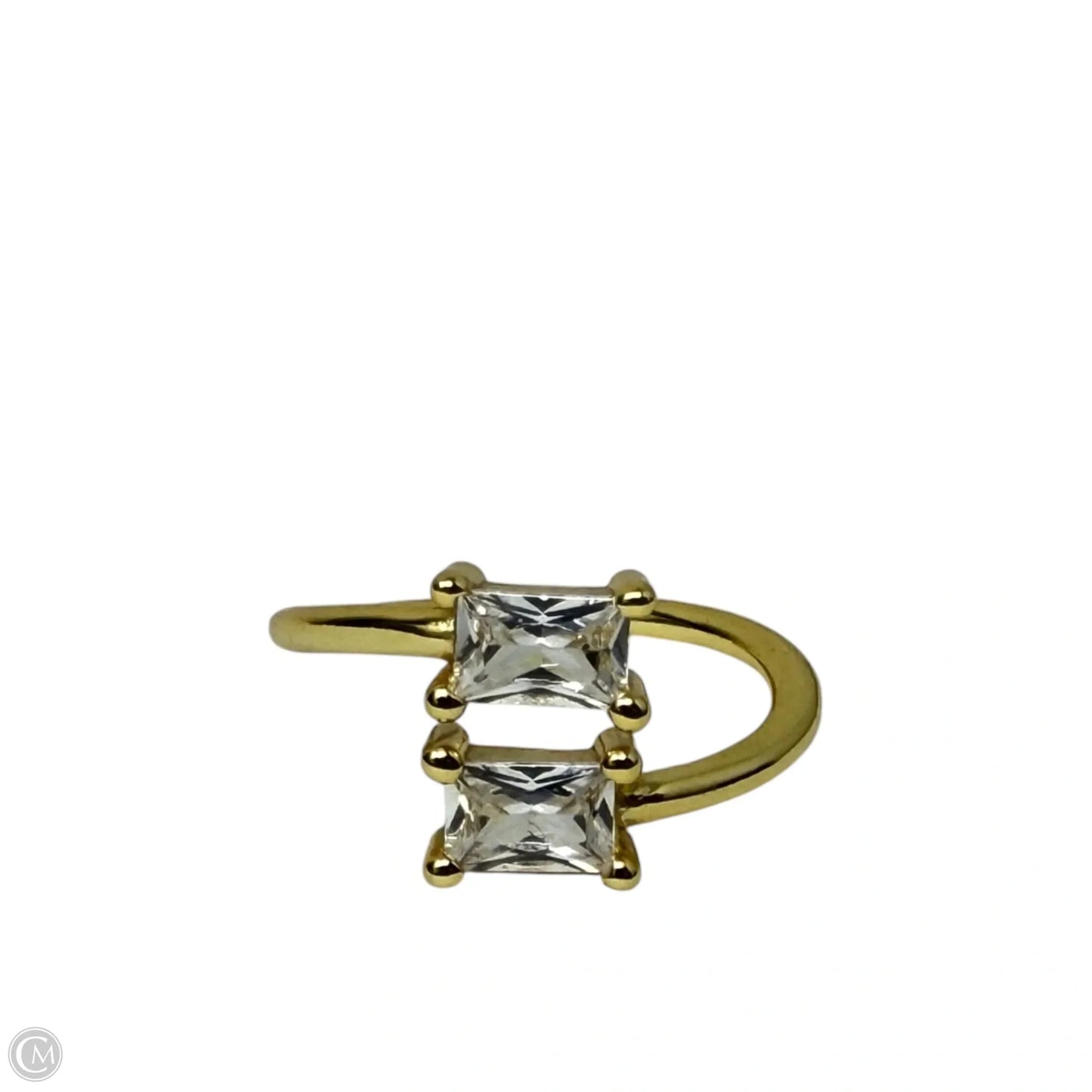 Adjustable Gold Over Sterling Silver & CZ Toi et Moi Ring