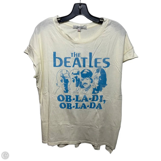 “The Beatles OB-LA-DI, OB-LA-DA” Top Short Sleeve Basic By Junk Food In Yellow, Size: Xl