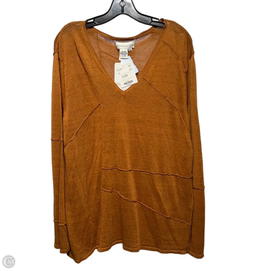Linen Blend Top Long Sleeve By Doncaster In Copper, Size: 2x