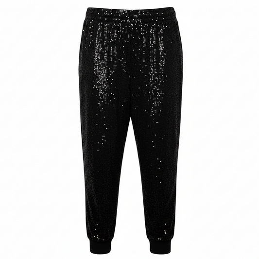 Sequin Joggers Pants Dress By Cable And Gauge In Black, Size: XL