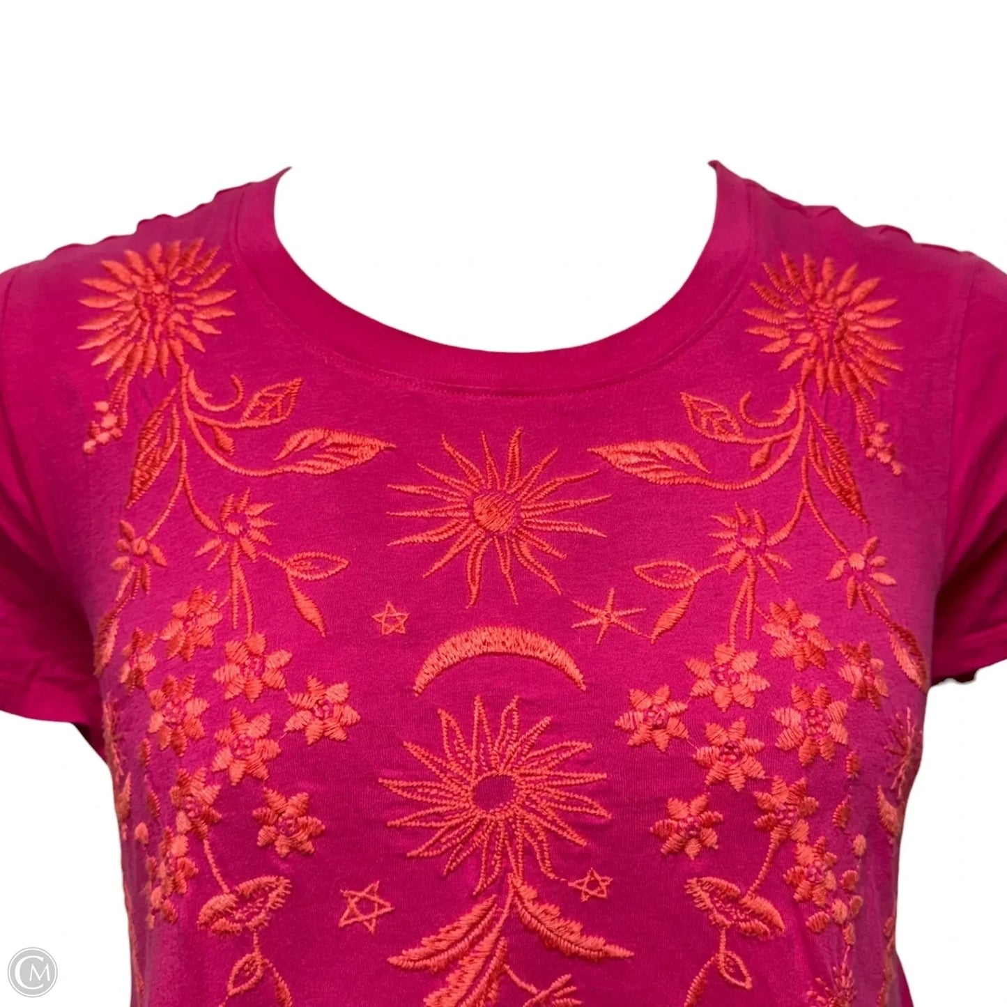 Oleander Tiered Embroidered T Shirt Dress By Johnny Was In Pink, Size: M