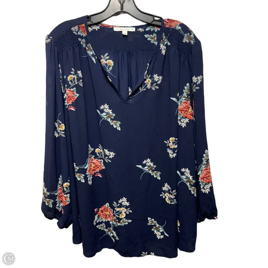 Top Long Sleeve By Fun2Fun In Floral Print, Size: 3x