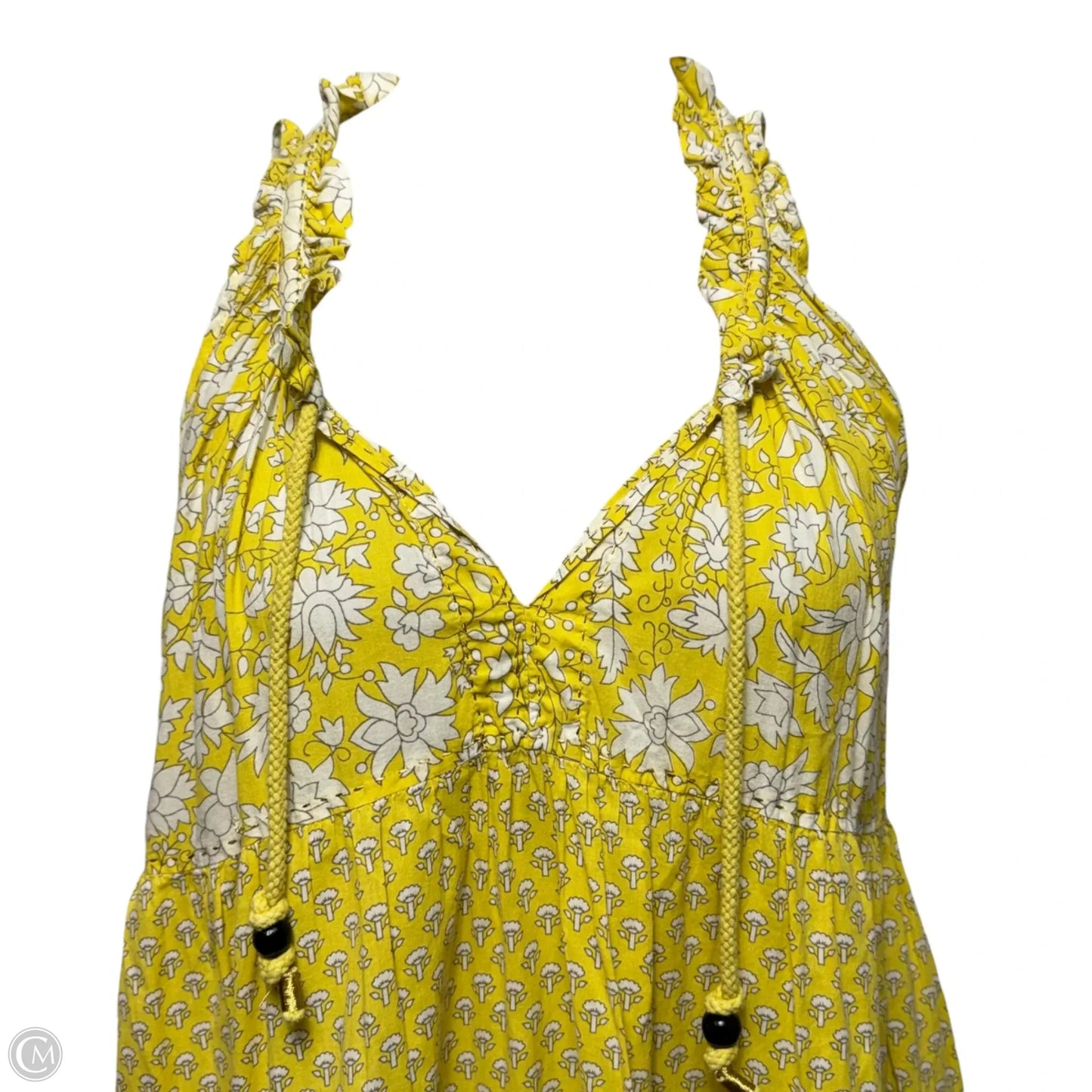 Sofia Sleeveless Tiered Mini Dress By Ros Garden In Yellow, Size: L