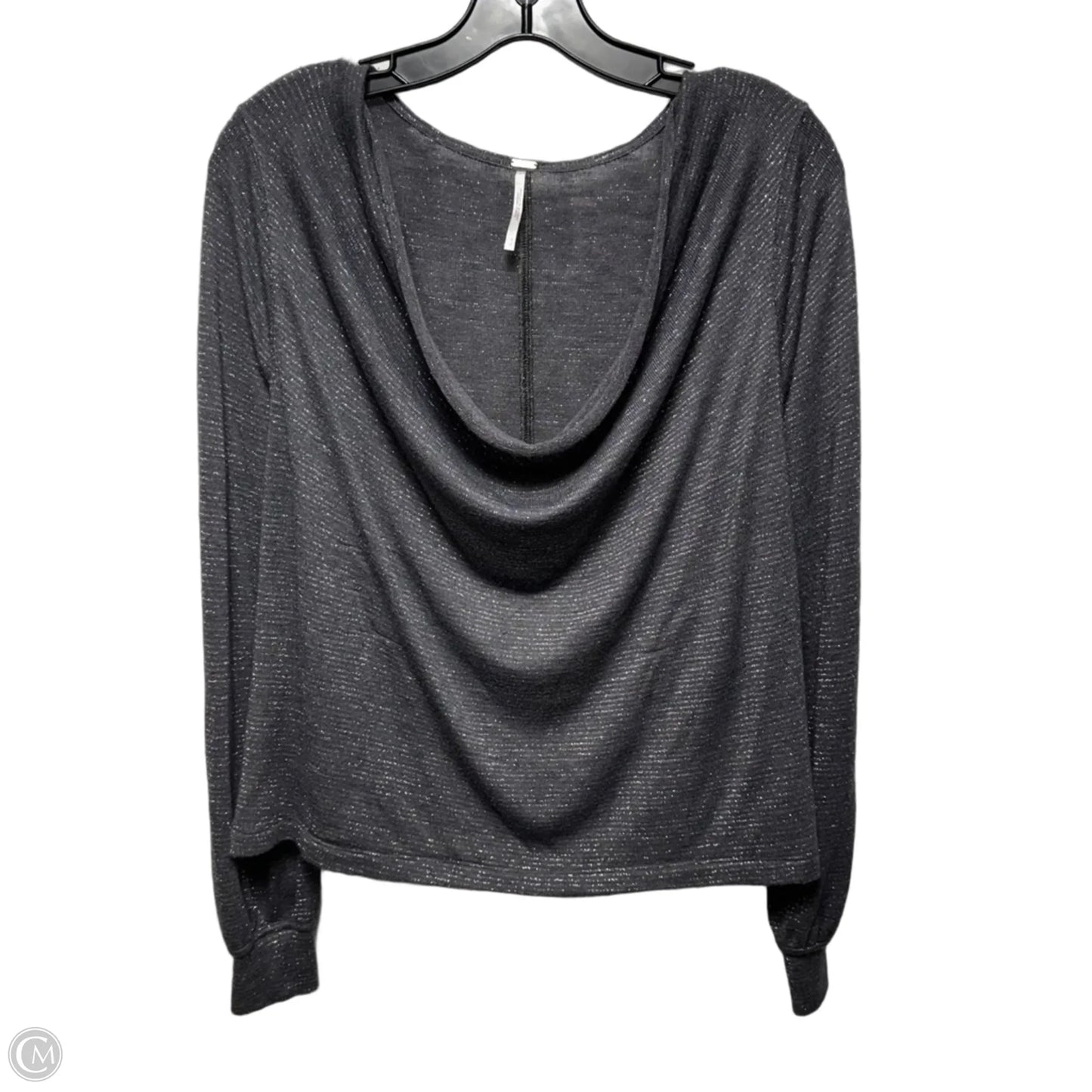 Metallic Knit Cowl Neck Top Long Sleeve By Free People In Silver, Size: S