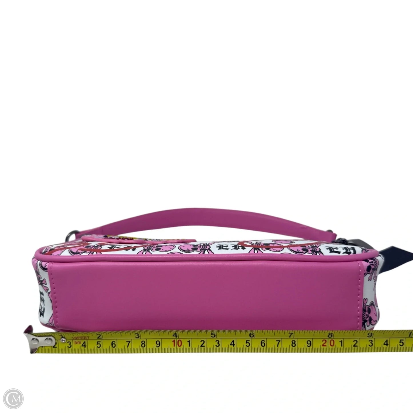 Pink Skull Tiger Shoulder Bag By Ed Hardy, Size: Small
