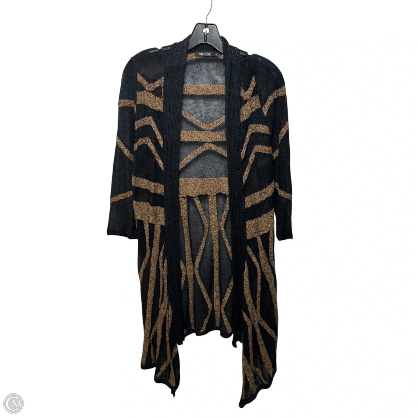 Linen Blend Sweater Cardigan By Nic + Zoe In Striped Pattern, Size: M
