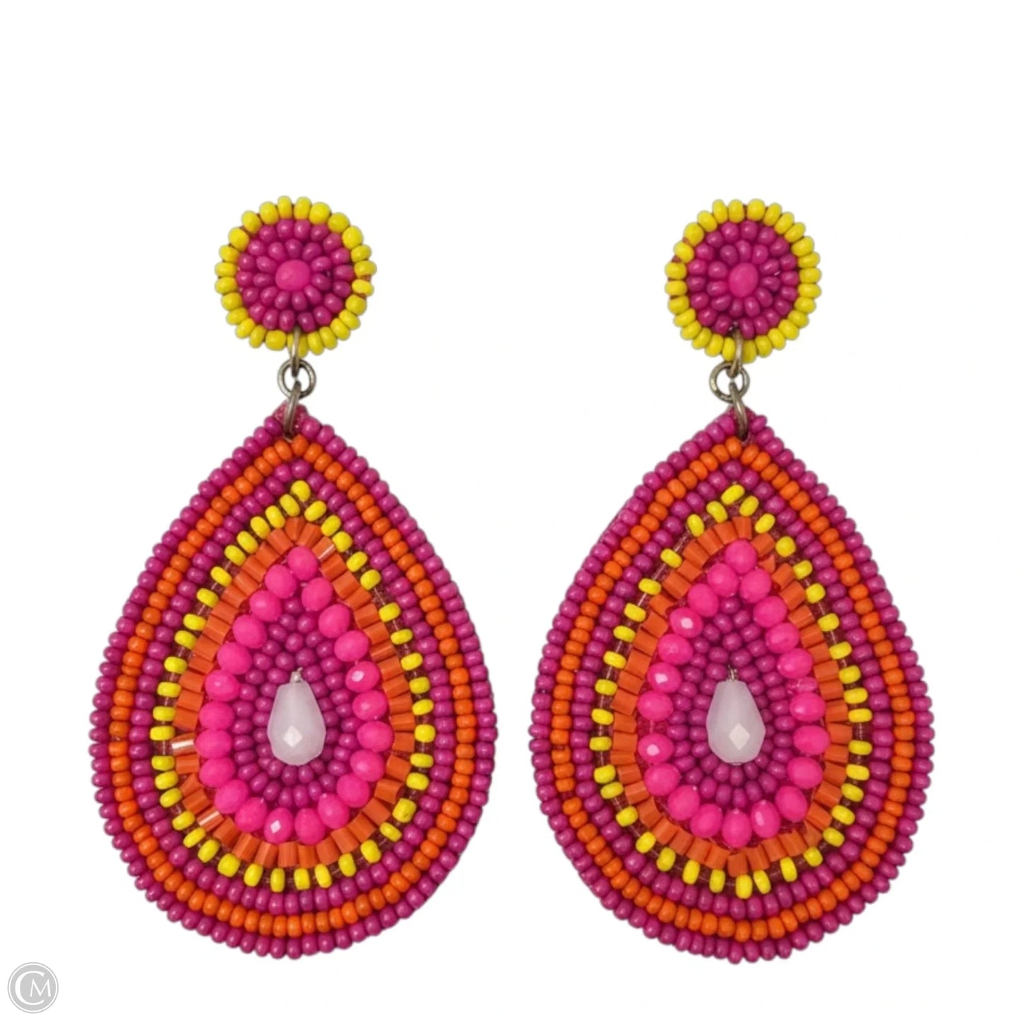 Handmade Beaded Teardrop Post Earrings