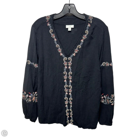 Top Long Sleeve By J. Jill In Floral Embroidery, Size: M