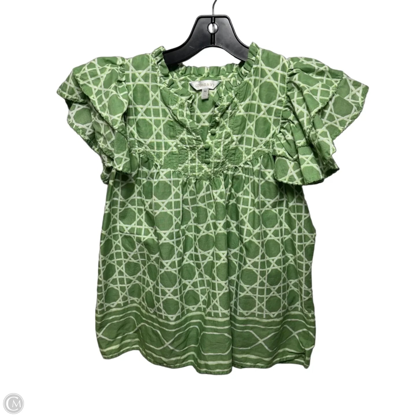 Top Short Sleeve By Crown And Ivy In Green, Size: M Petite