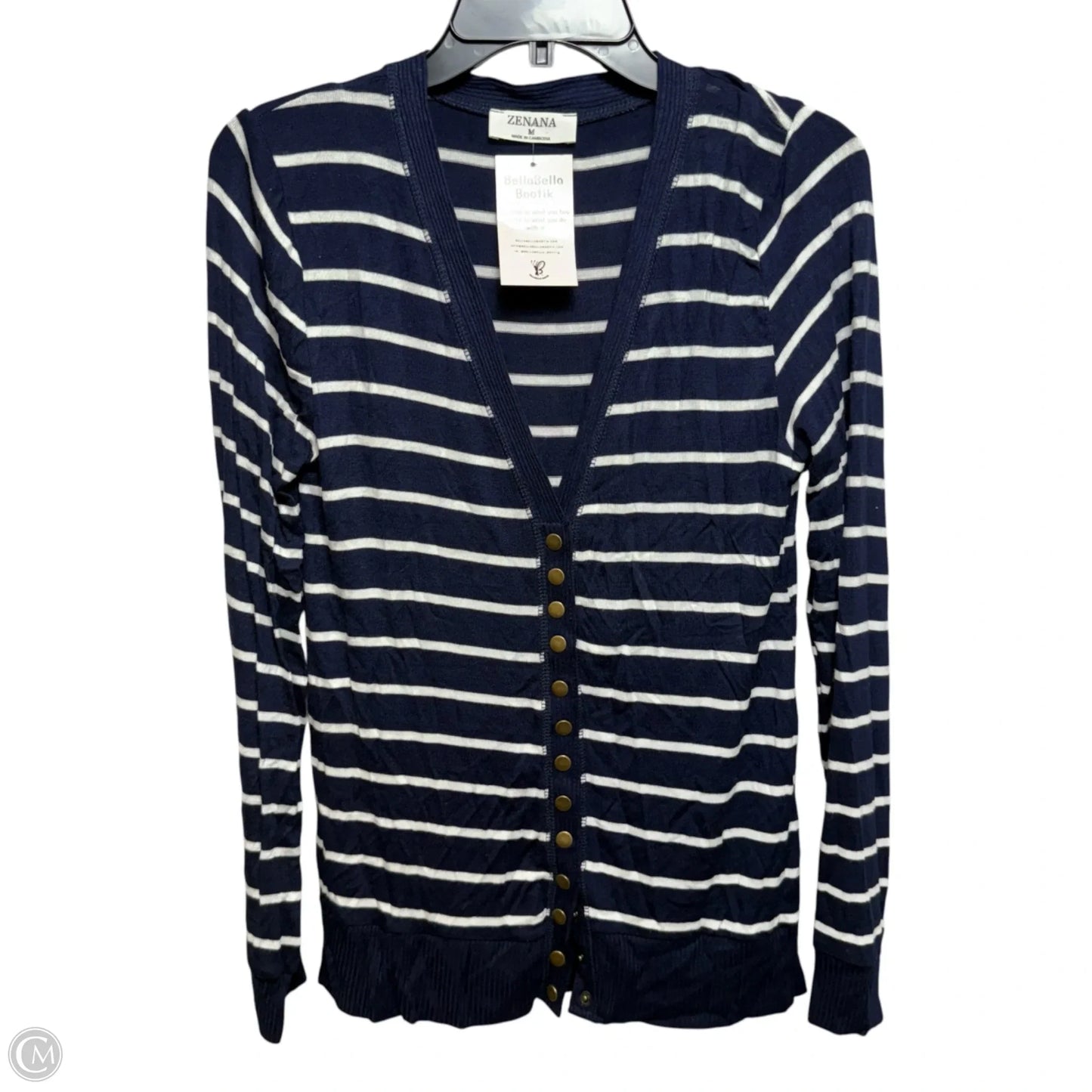 Sweater Cardigan By Zenana In Striped Pattern, Size: M