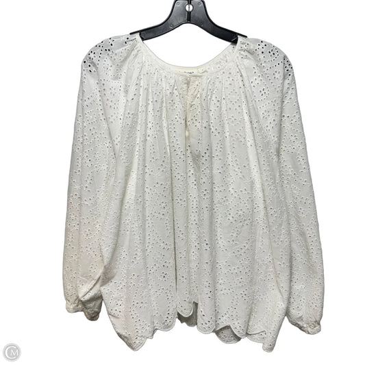 Cotton Eyelet Top Long Sleeve By Roller Rabbit In White, Size: S