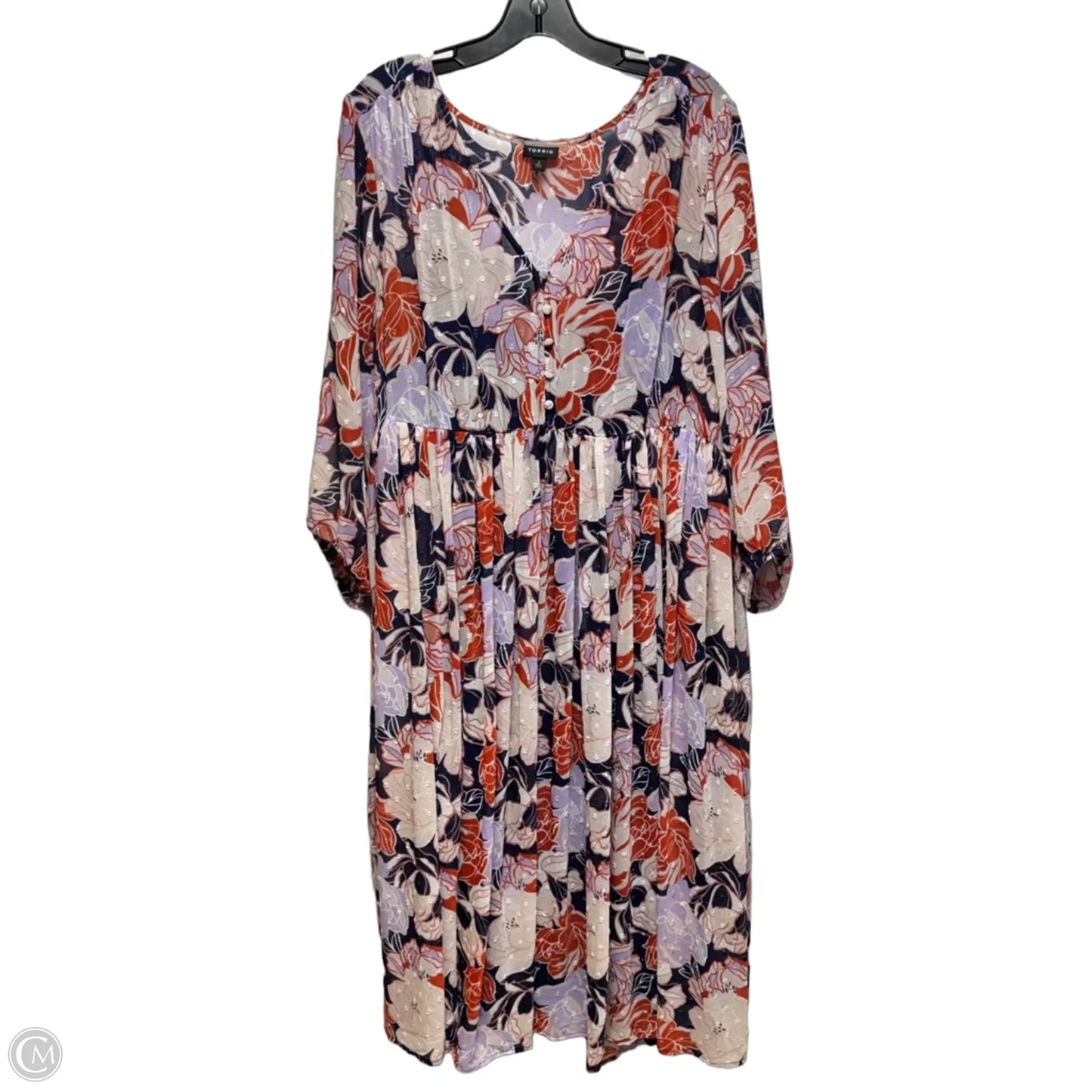Dress Casual Midi By Torrid In Floral Print, Size: 22