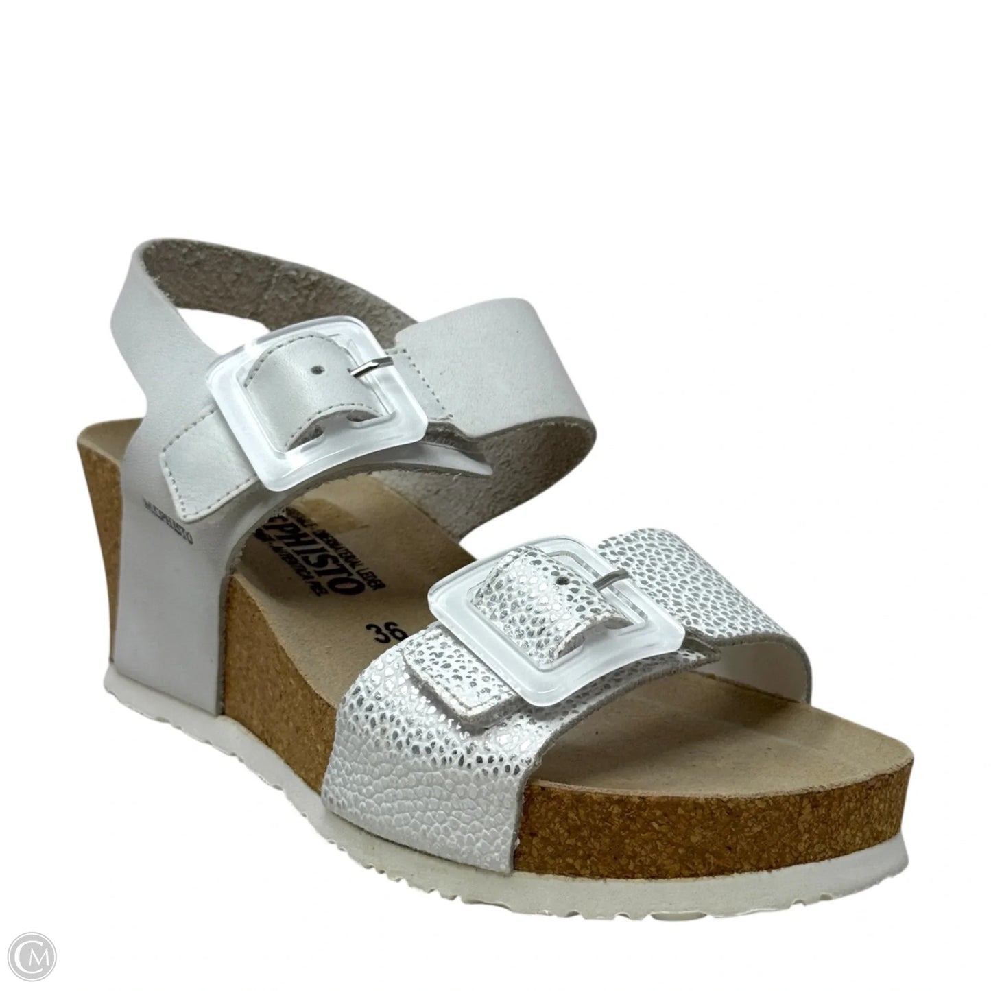 Sandals Heels Wedge By Mephisto In Silver, Size: 5.5
