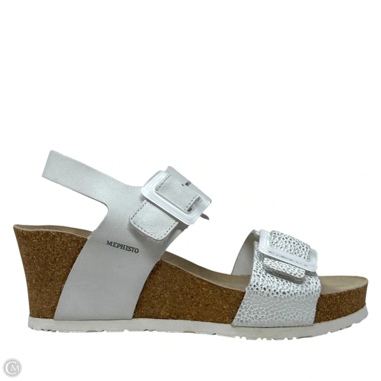 Sandals Heels Wedge By Mephisto In Silver, Size: 5.5