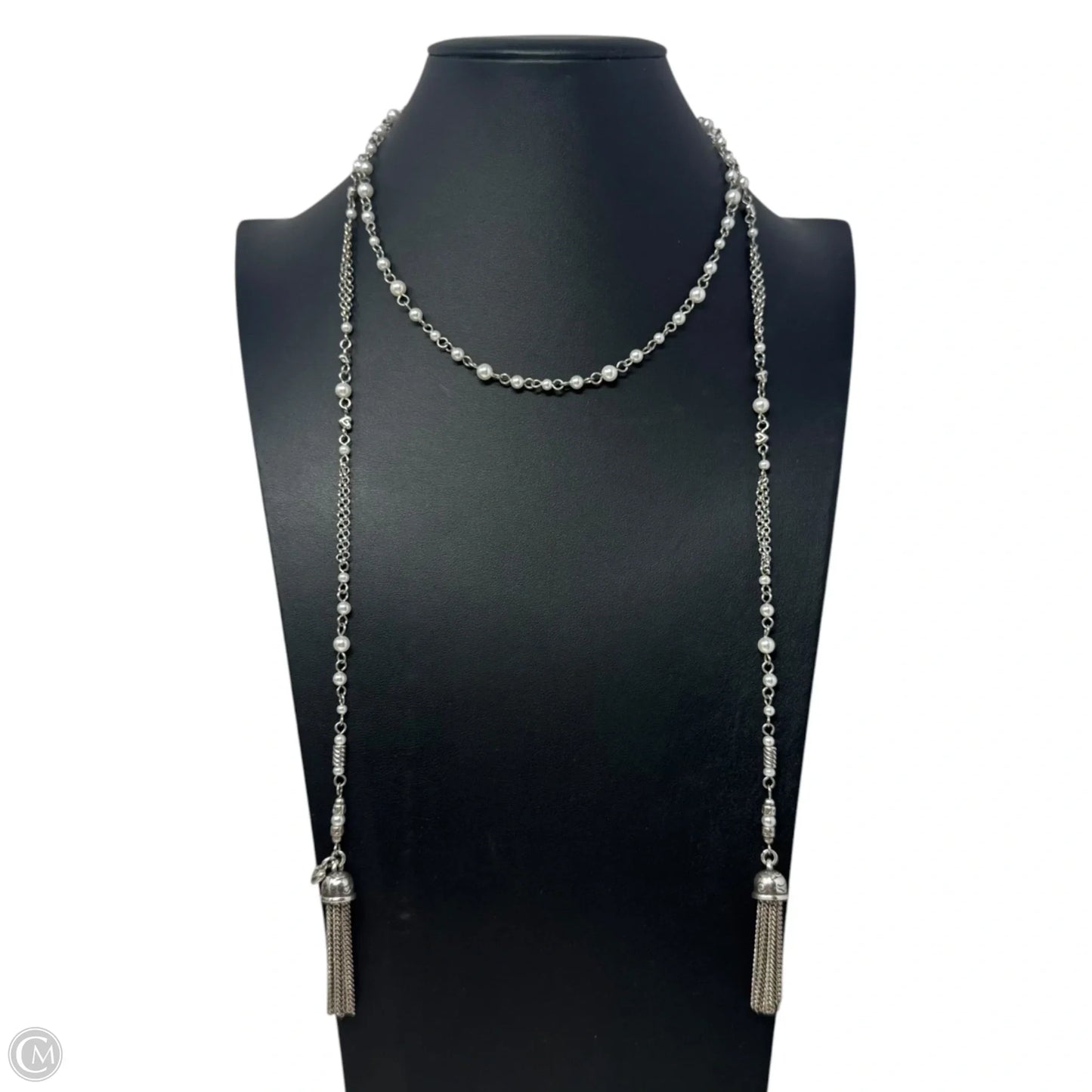 Pearl Tassel Silver Tone Wrap Necklace By Brighton