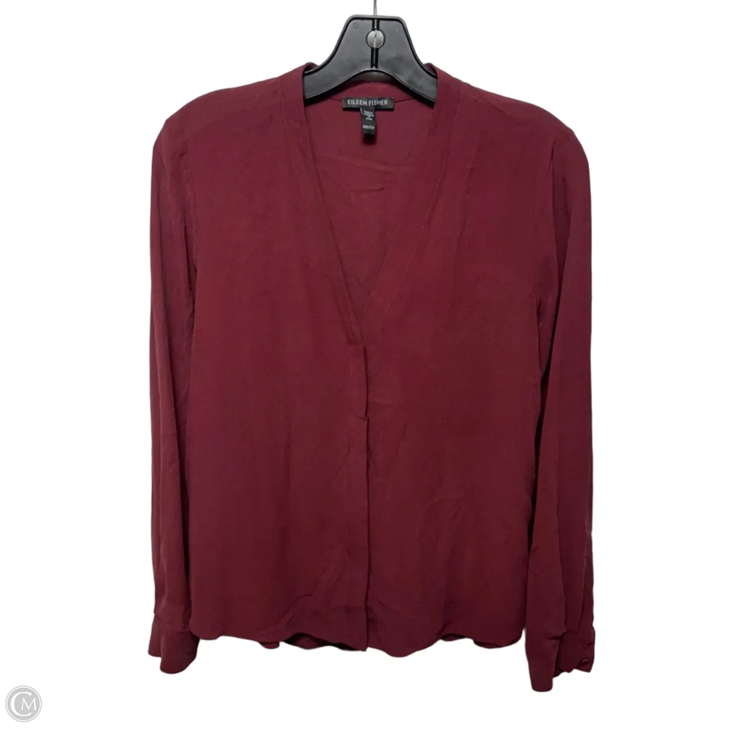 Silk Top Long Sleeve By Eileen Fisher In Maroon, Size: XXS