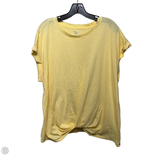 Top Short Sleeve By Maurices In Yellow Striped Pattern, Size: 2x