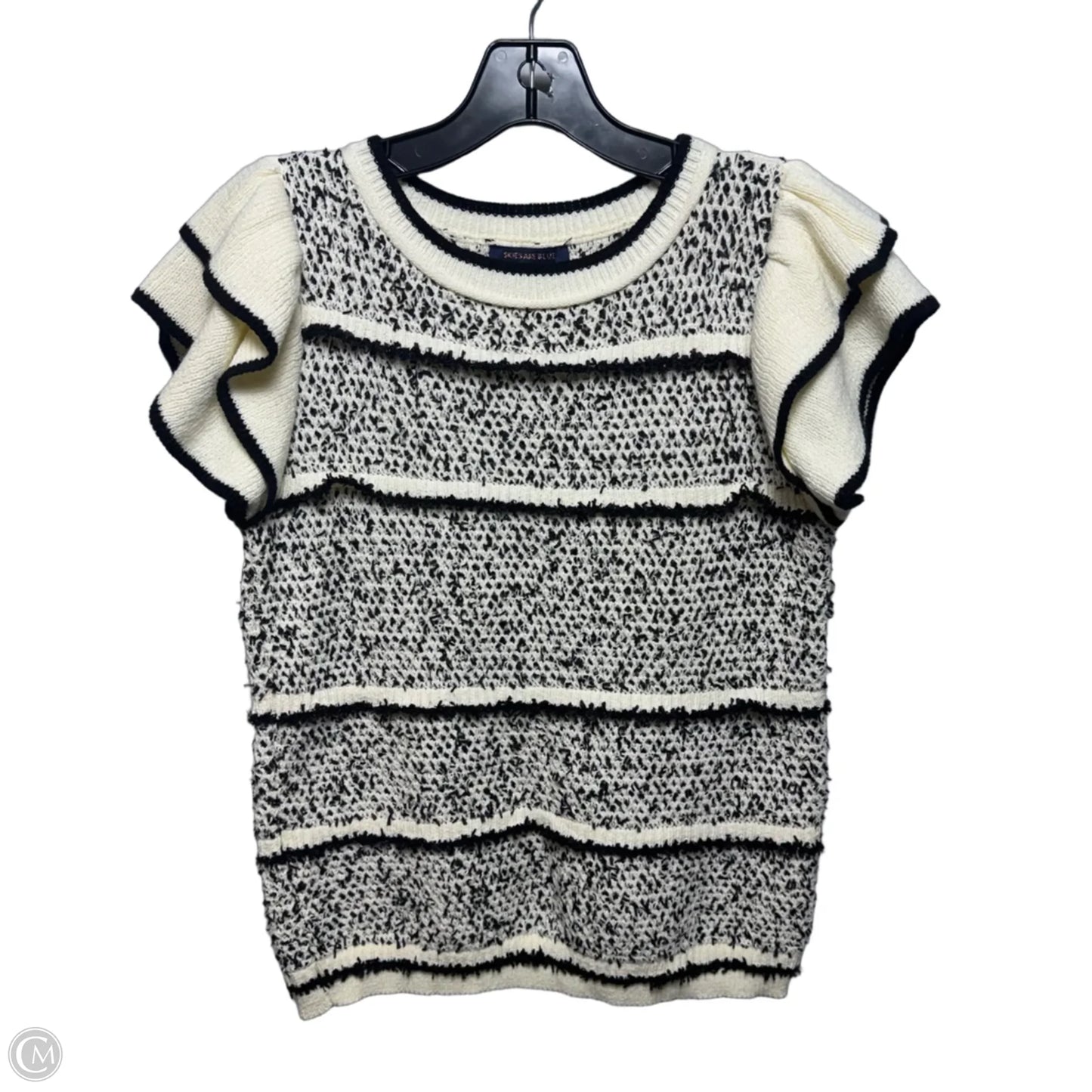 Sweater Short Sleeve By Skies Are Blue In Black & Cream, Size: S