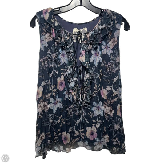 Silk Top Sleeveless By Johnny Was In Floral Print, Size: Medium