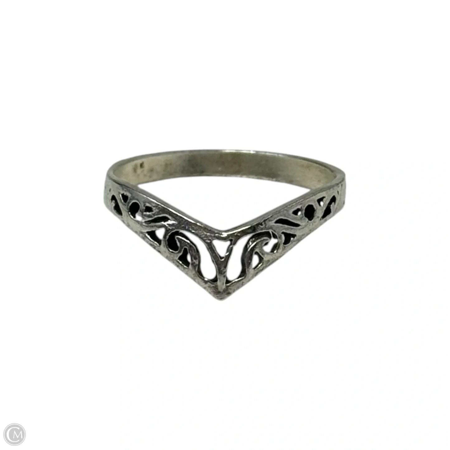 Openwork Silver Tone Ring, Size 8