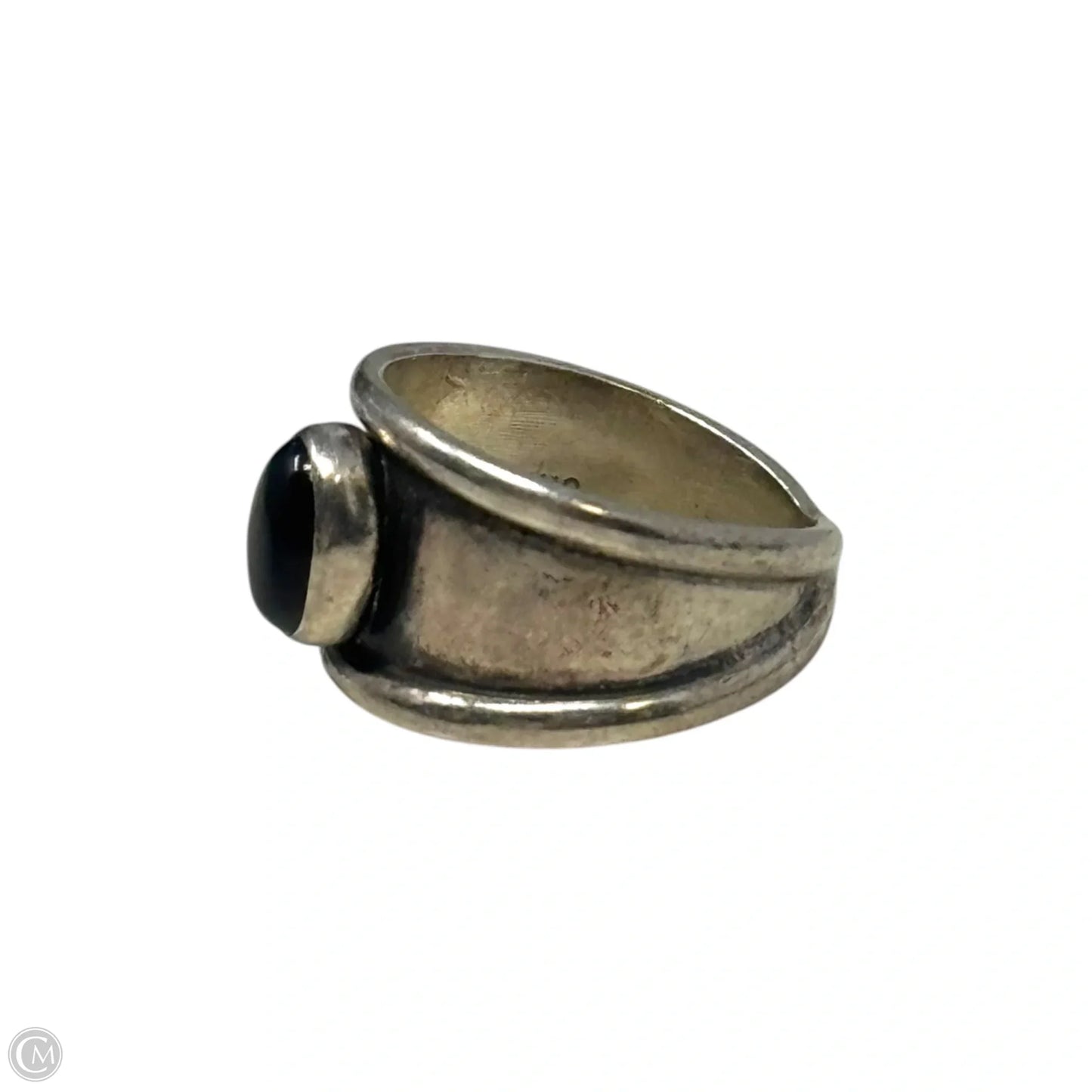 Black Stone Sterling Silver Ring, Size 6