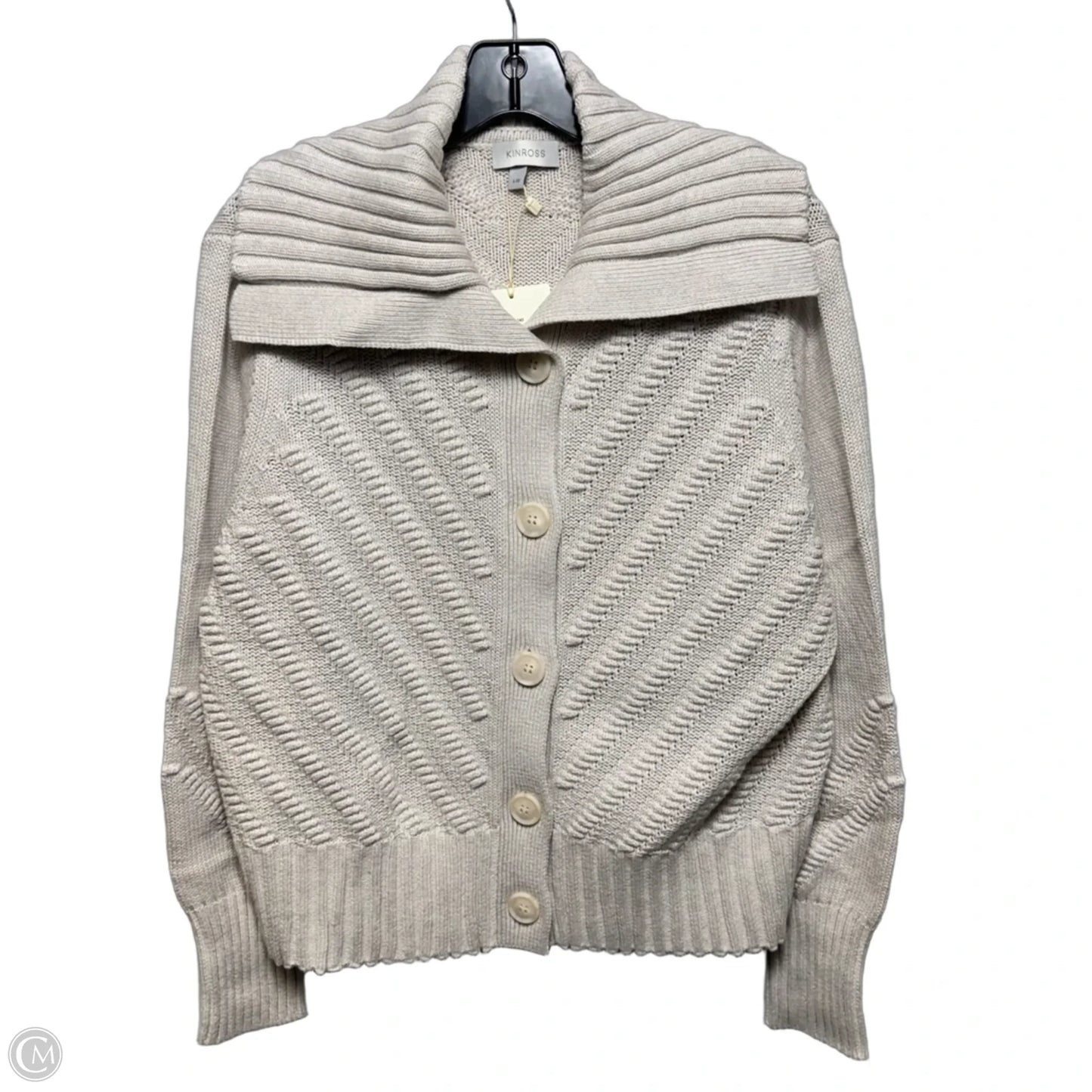 Cotton Sweater Cardigan By Kinross In Tan, Size: L