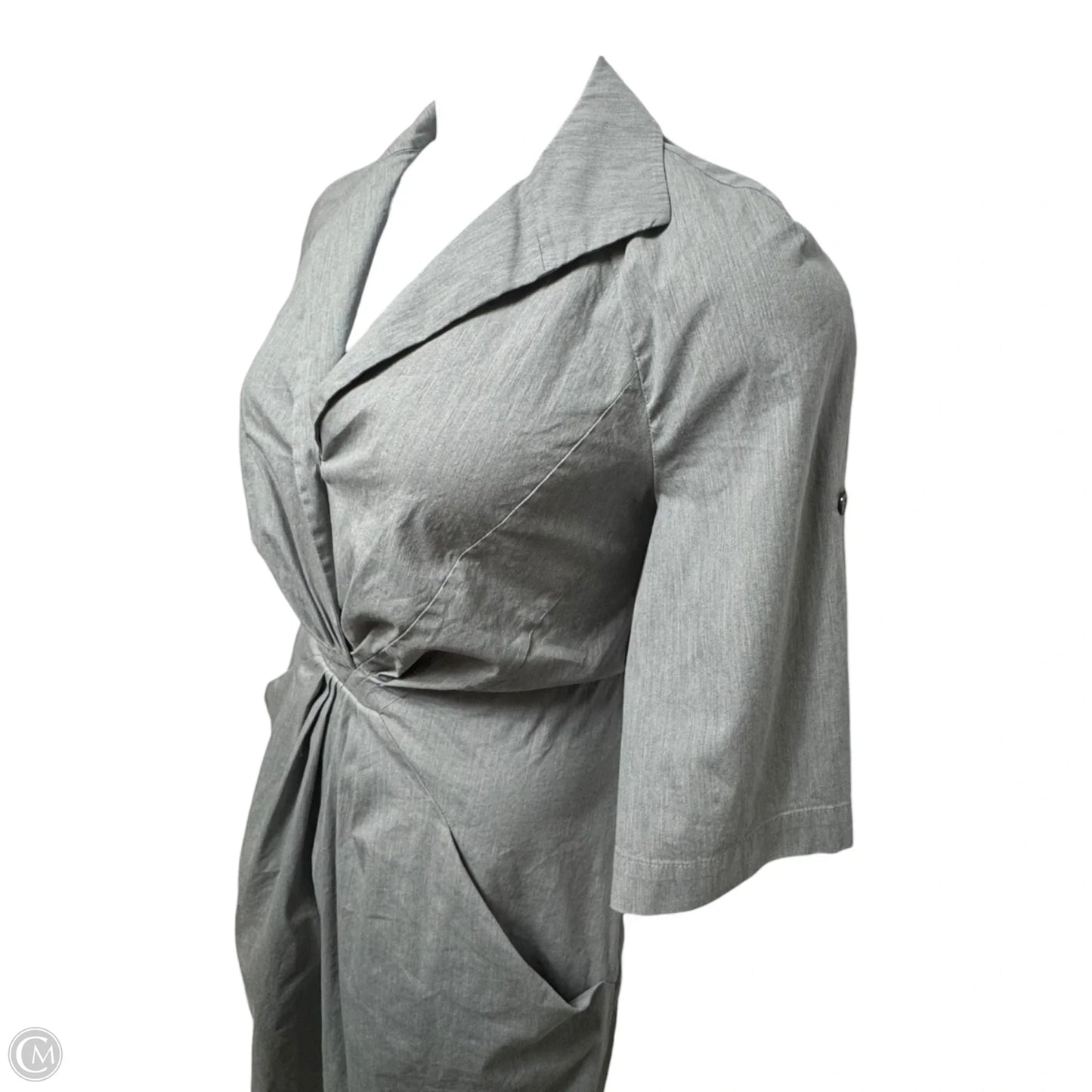Cotton Blend Casual Dress Designer By Lafayette 148 In Grey, Size: 14