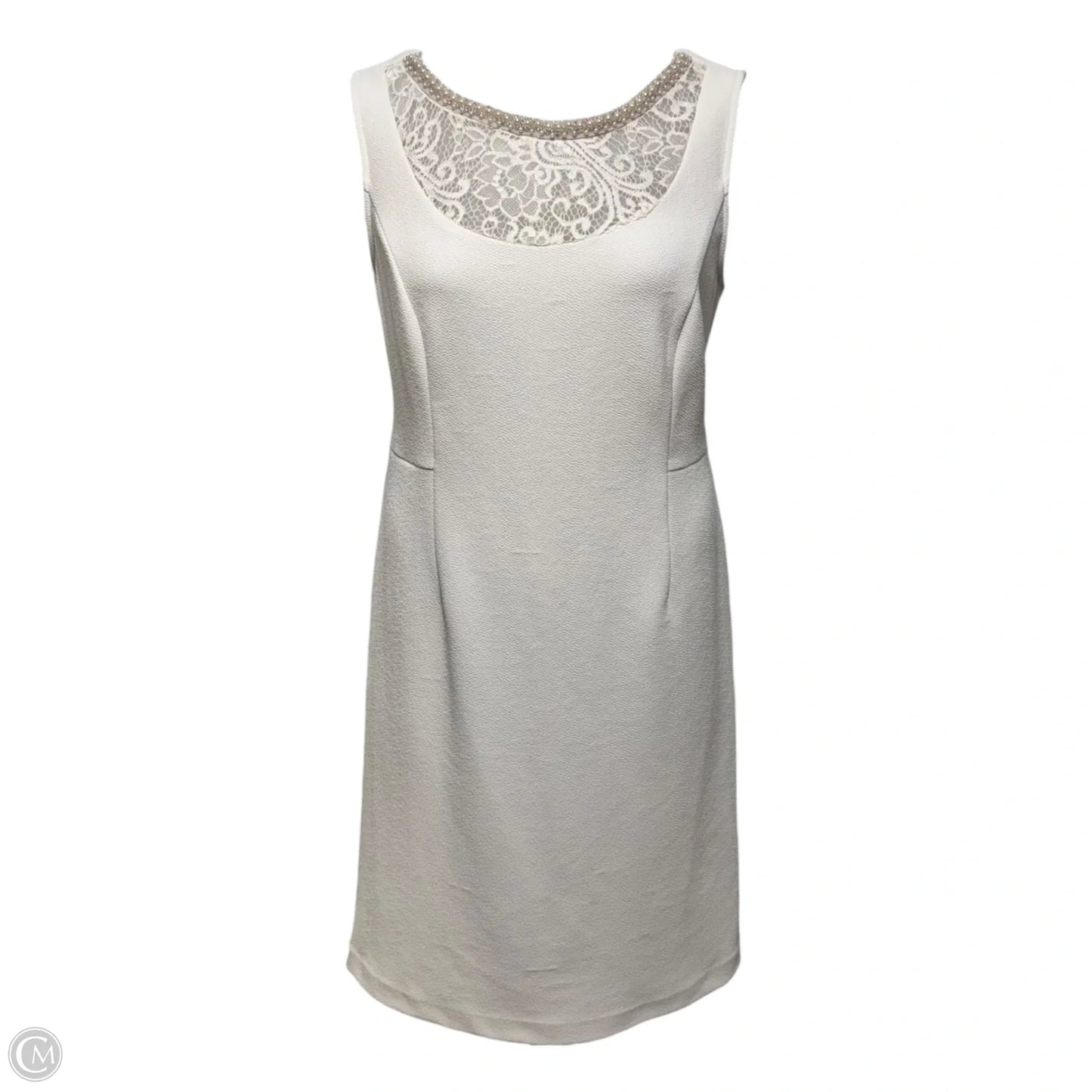 Lace Pearl Trim Dress & Cardigan Set 2pc By Maya Brooke  In Cream, Size: 14