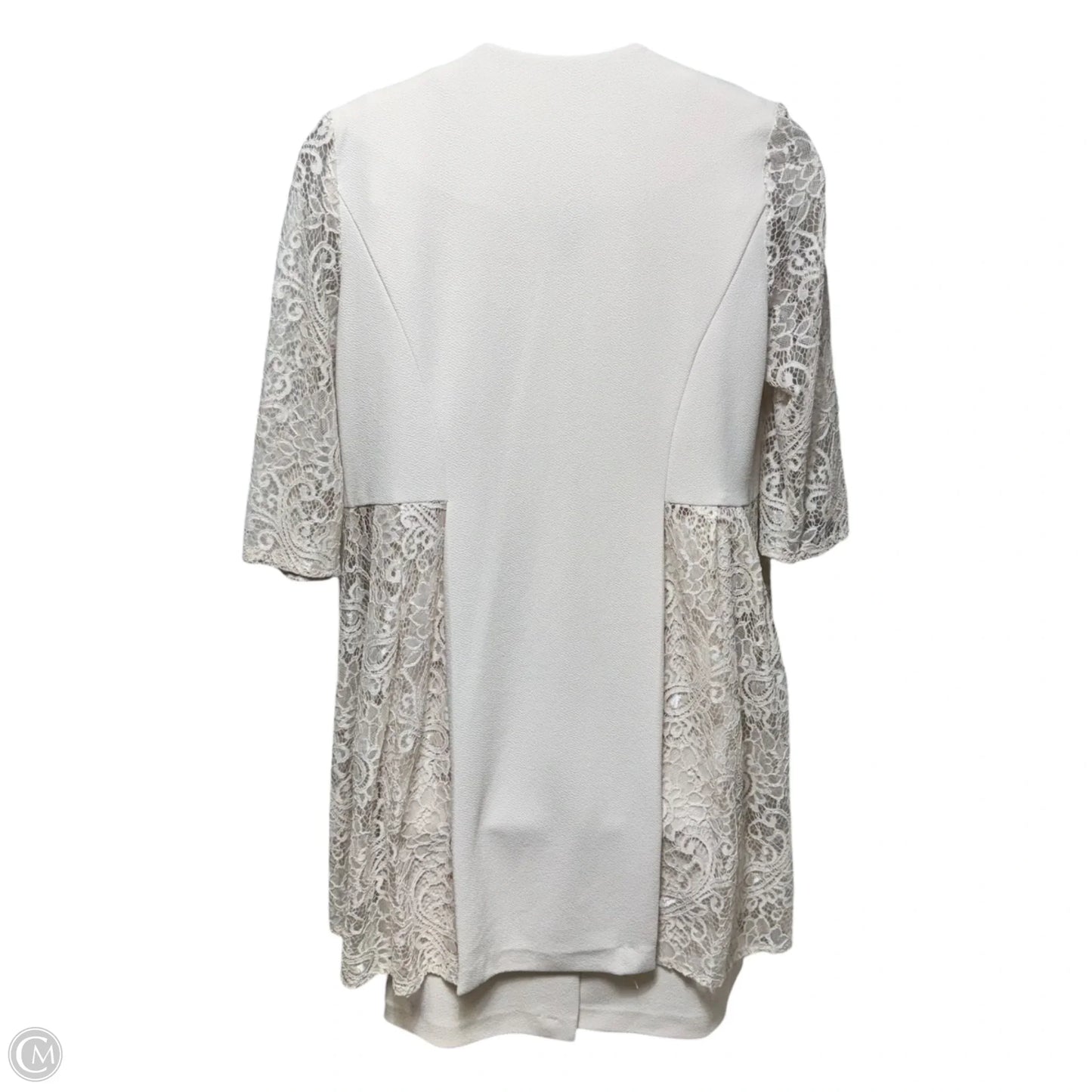 Lace Pearl Trim Dress & Cardigan Set 2pc By Maya Brooke  In Cream, Size: 14