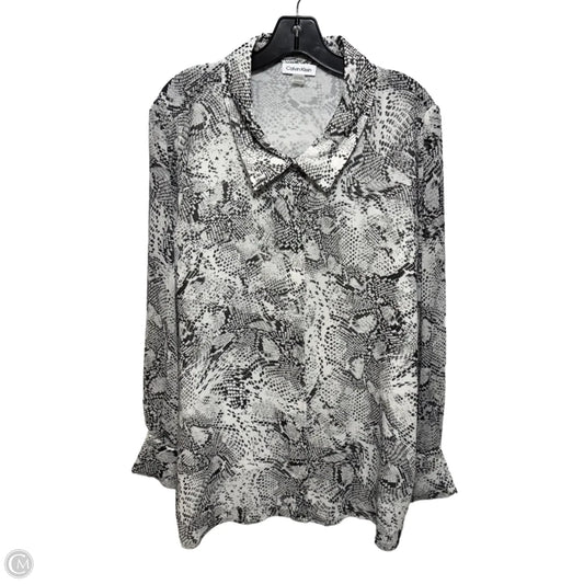 Top Long Sleeve By Calvin Klein In Snakeskin Print, Size: 3x
