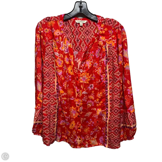 Top Long Sleeve By Liverpool In Red Orange Floral, Size: 3x