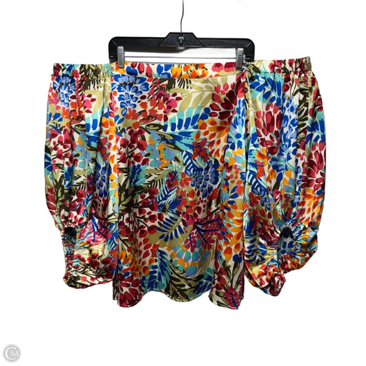 Off the shoulder Top Long Sleeve By Sugar Lips In Multi-colored, Size: 3x