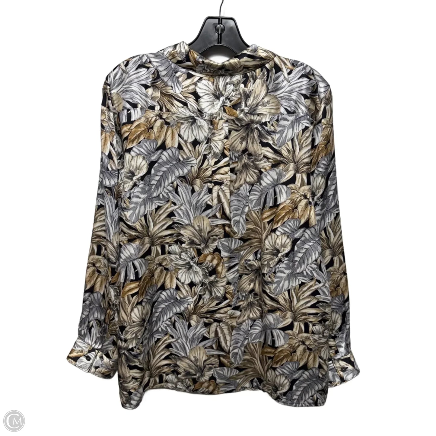 Grand Canal Silk Top Long Sleeve By Tommy Bahama In Floral Print, Size: M