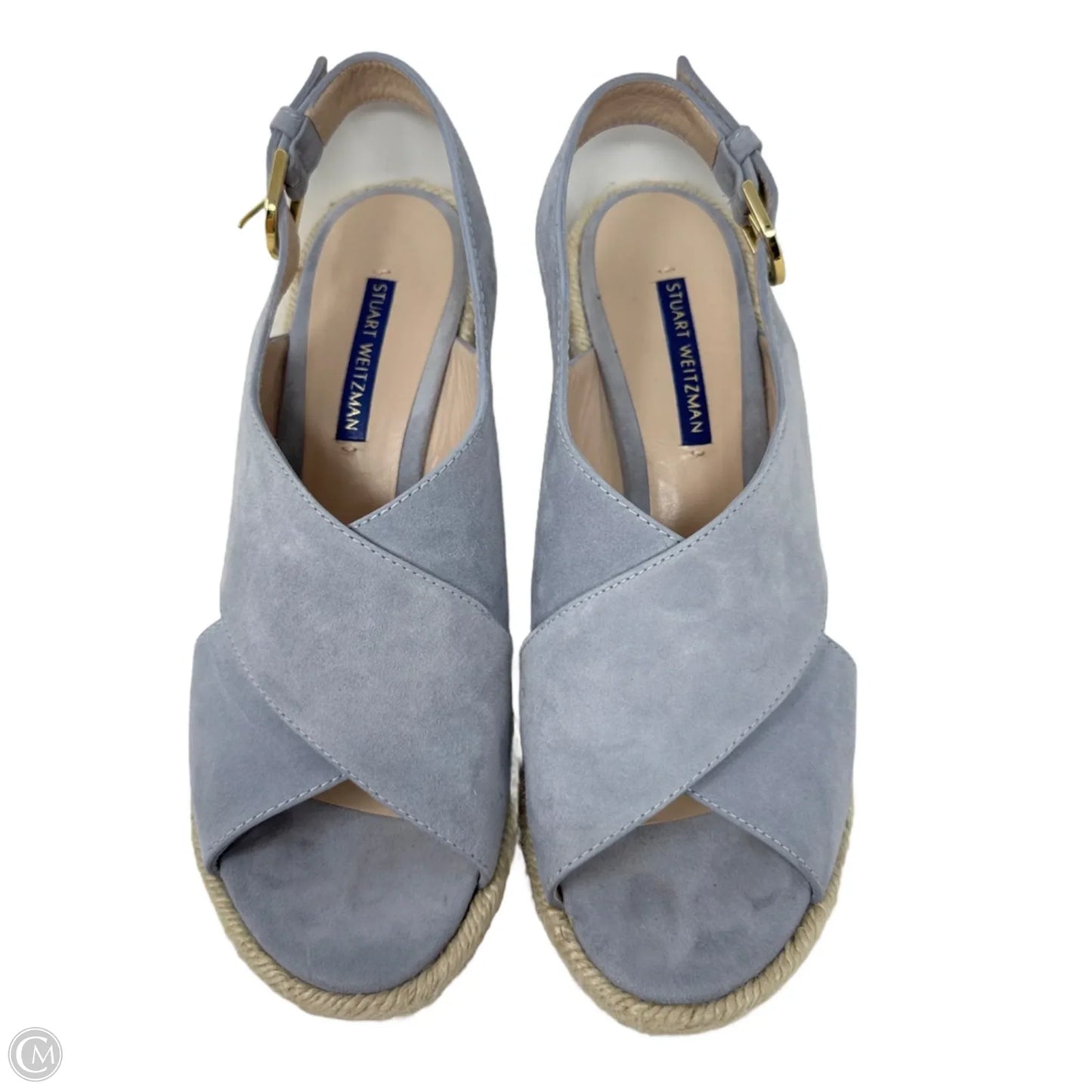 Paris Dovetail Suede Sandals Designer By Stuart Weitzman In Blue, Size: 8