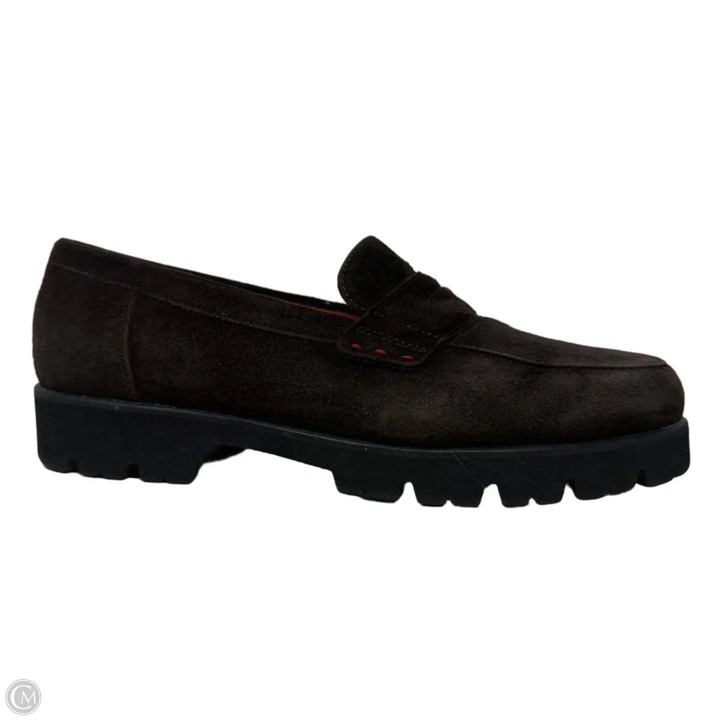 Marta Suede Penny Loafers By Pas de Rouge In Brown, Size: 7.5 (38)